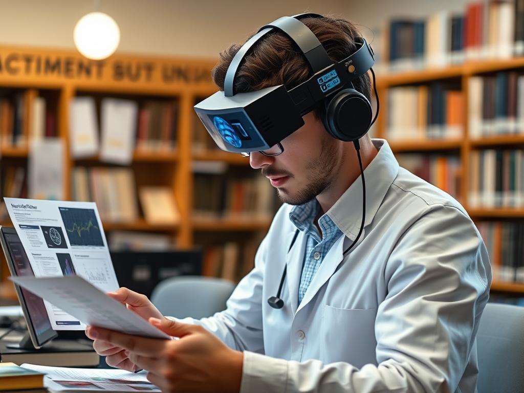 Academic researcher using NeuroPrime for enhanced cognitive performance
