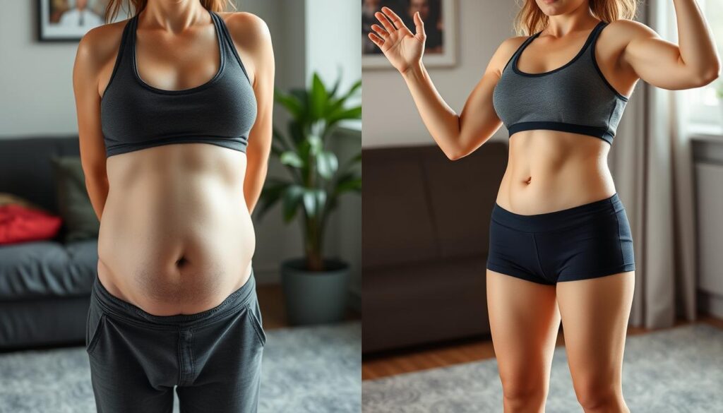 Before and after transformation showing benefits of using Hepatoburn