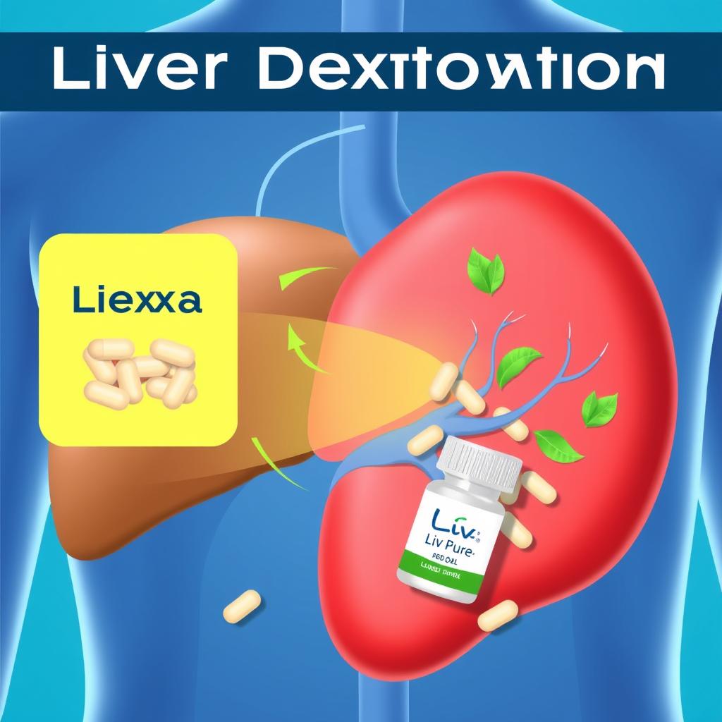 Liver detoxification process illustration with Liv Pure