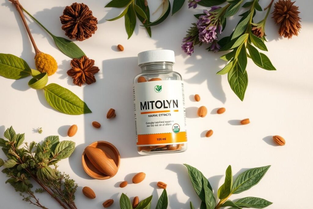 MITOLYN ingredients displayed with the supplement bottle