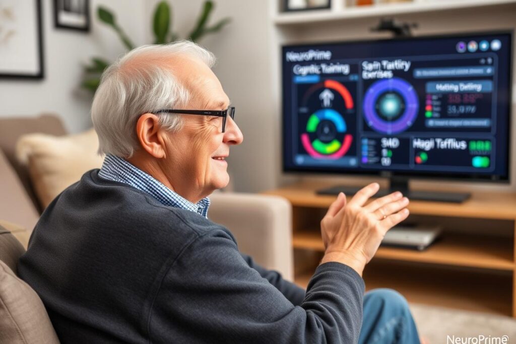 Older adult using NeuroPrime for cognitive maintenance