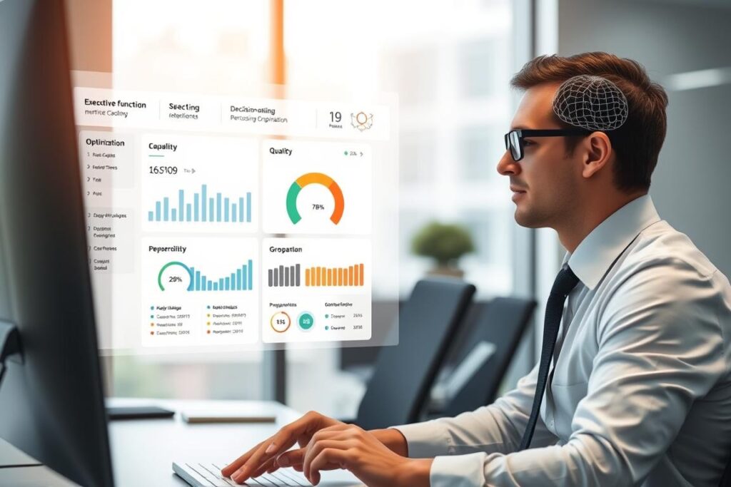 Professional using NeuroPrime for peak cognitive performance