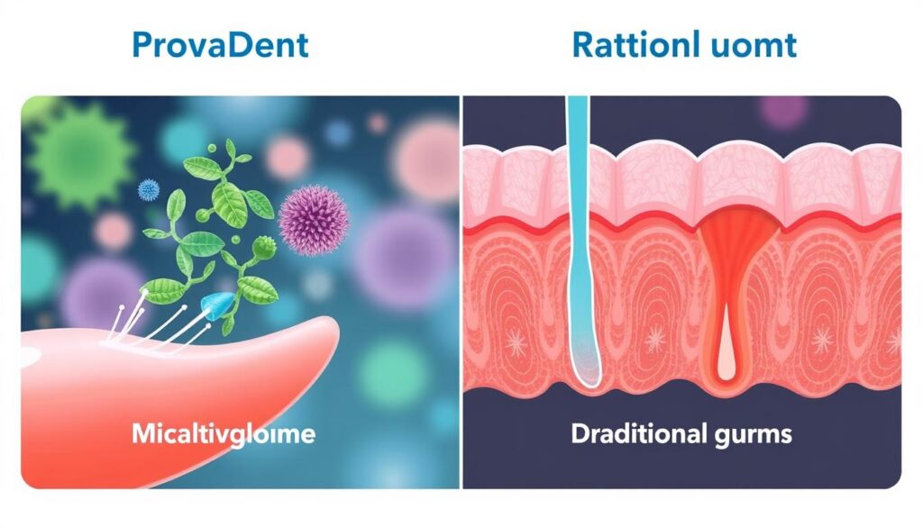 Visual comparison of ProvaDent vs traditional dental products showing effectiveness