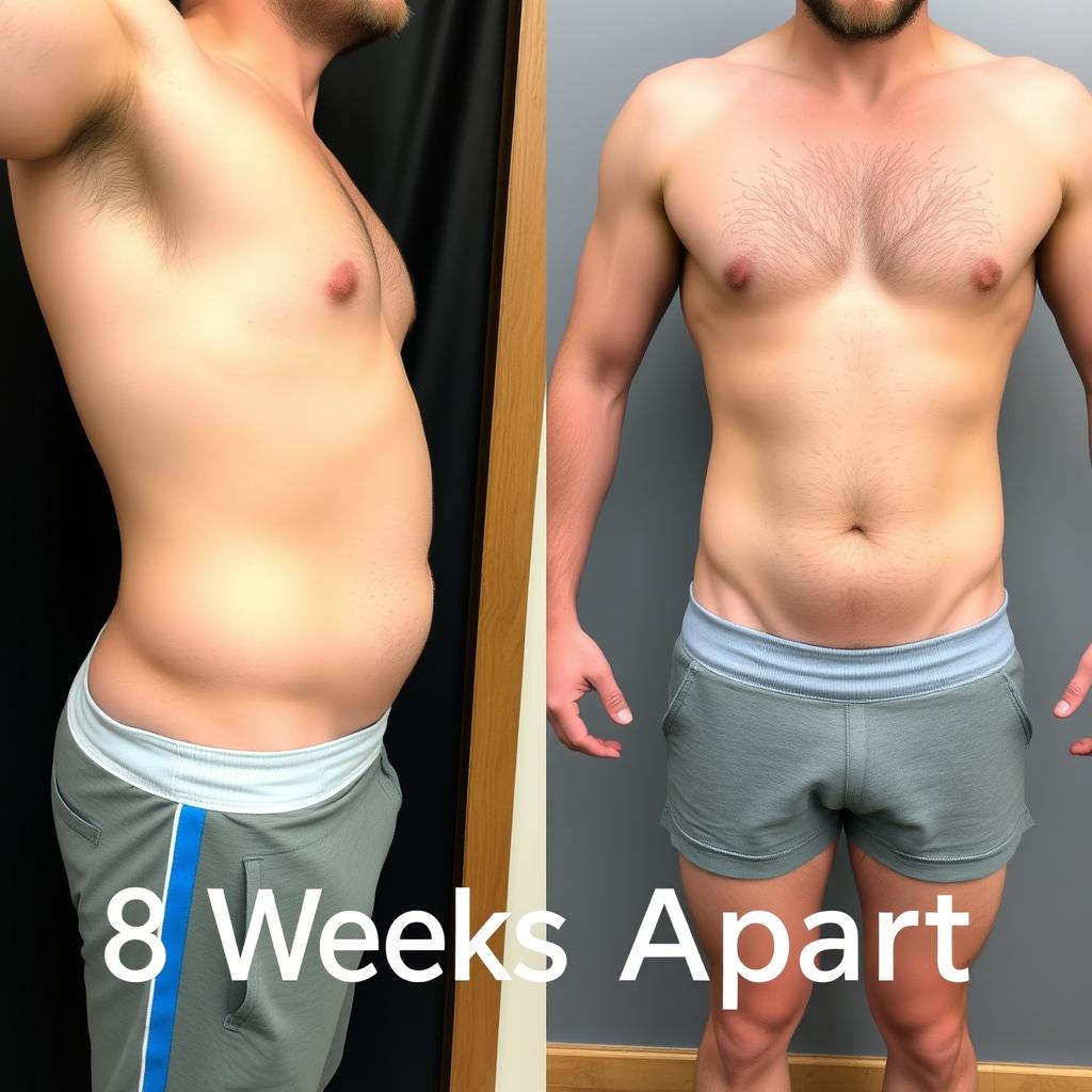 Before and after images showing gradual fat loss with Mitolyn in 2025