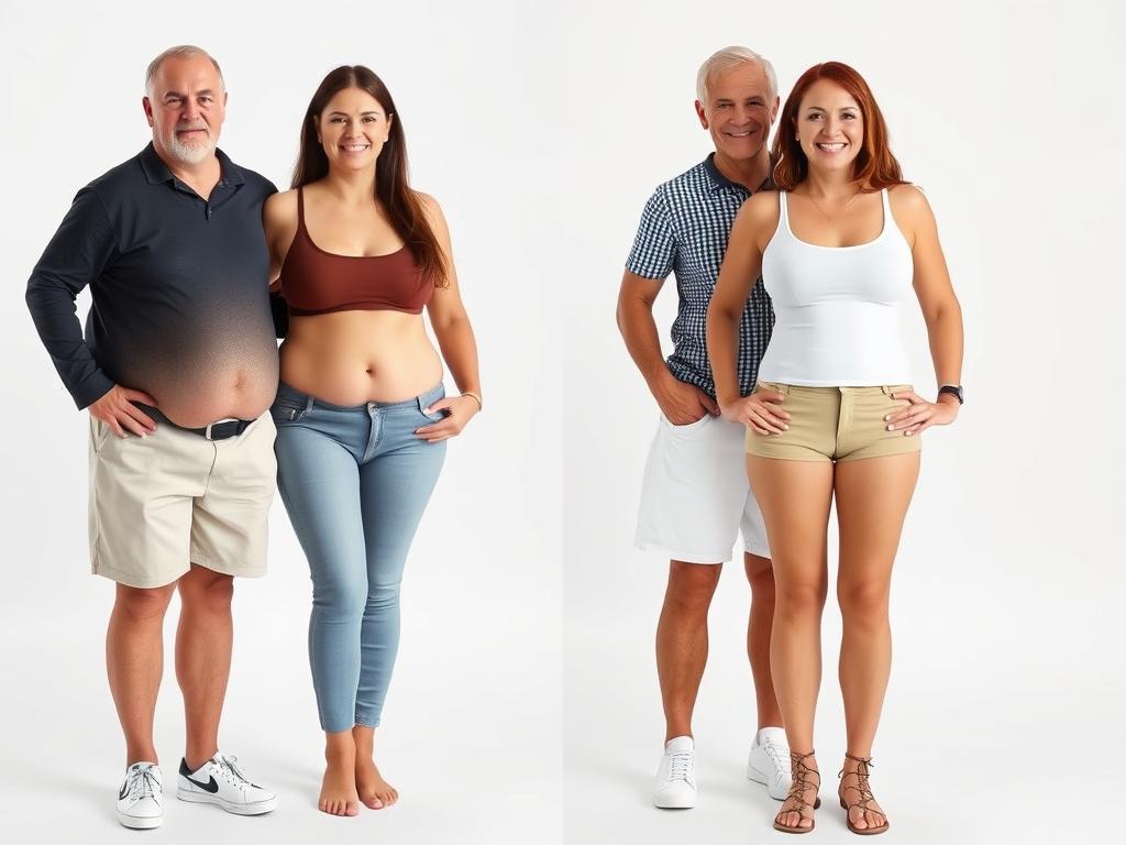 Collage of real customer before and after results from Mitolyn weight loss reviews
