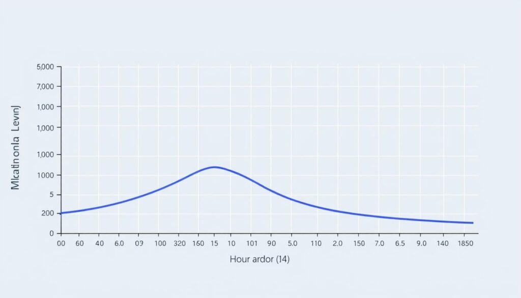Graph showing melatonin levels in bloodstream over time after taking a supplement