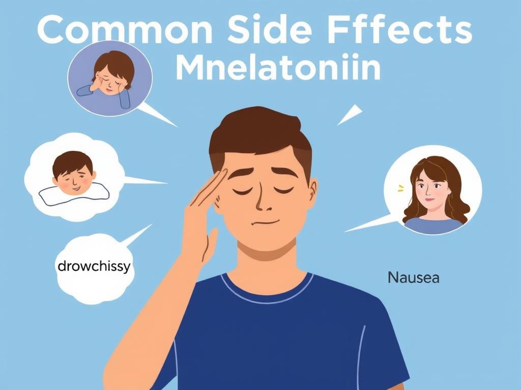 Person experiencing common side effects of melatonin like headache and drowsiness