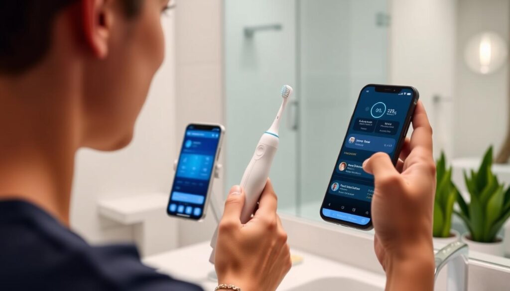 Person using complete ProvaDent 2025 system with mobile app