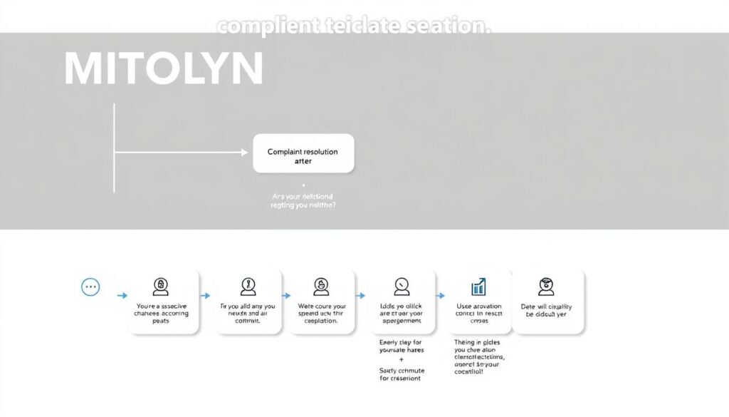 Step-by-step flowchart showing the MITOLYN complaint resolution process