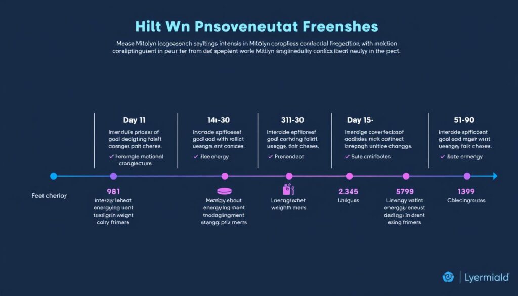 Timeline showing typical Mitolyn weight loss results over 90 days